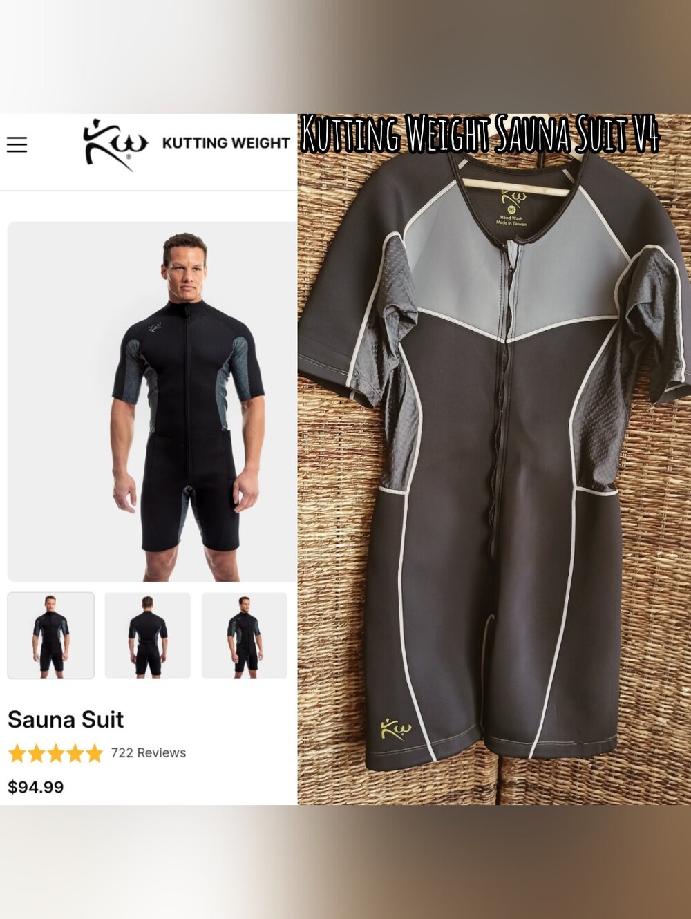 Kutting Weight Sauna Suit Men's Black Neoprene Short Sleeve Slimming Body 3XL